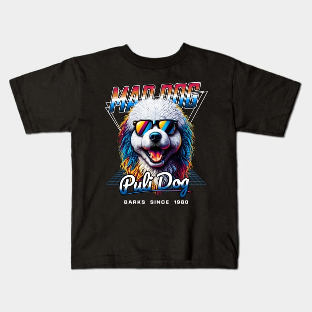 Mad Dog Puli Dog Kids T-Shirt by Miami Neon Designs